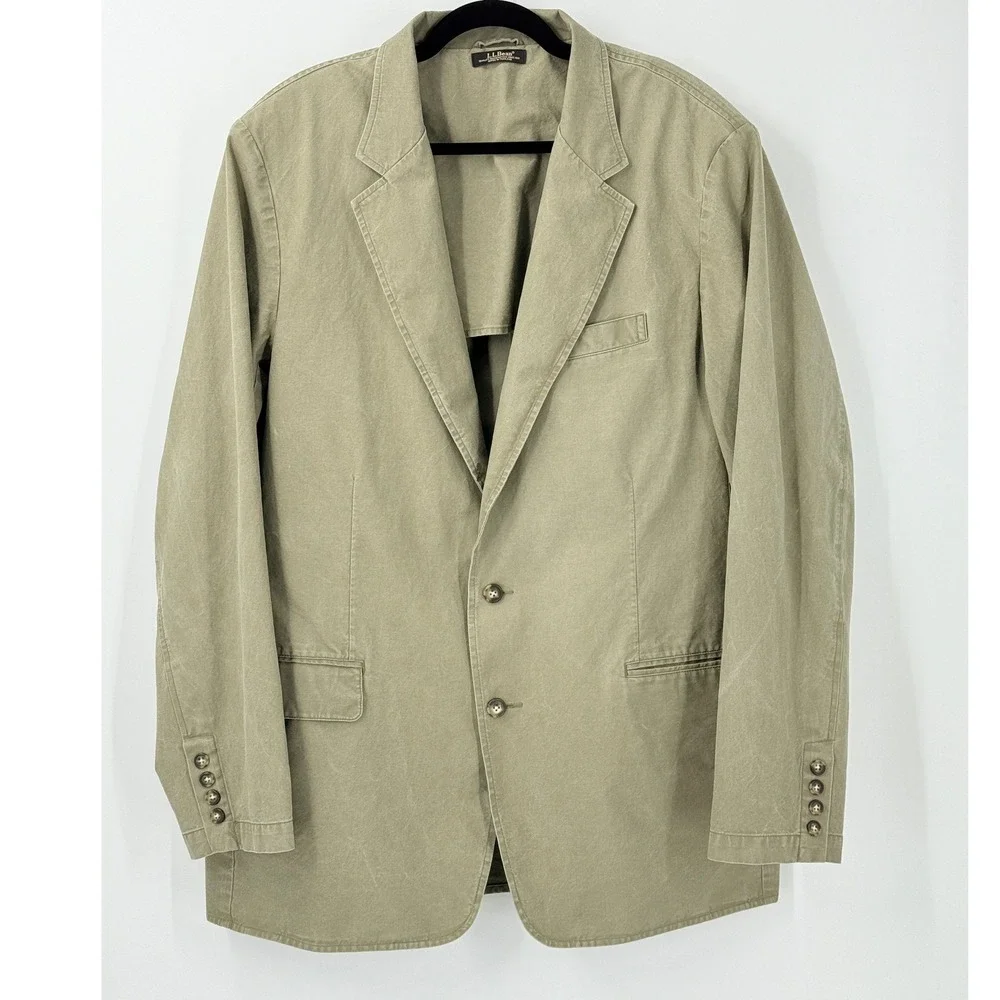 LL Bean Blazer Mens 44 Tall 100% Cotton Sport Coat preppy business casual